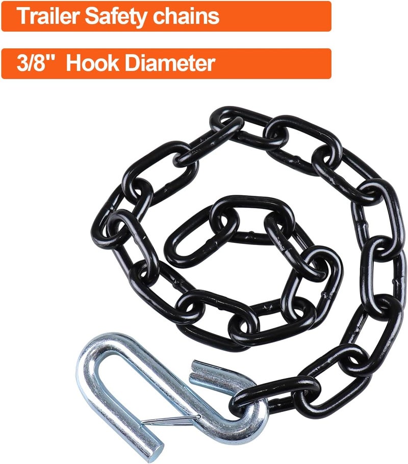 TeukRiGa 5/16"x 27" Grade 30 Steel Black Boat Trailer Safety Chain with 1 Spring Clip Hooks 7000 lbs, 2 Pcs (5/16"x 27") - Image 5